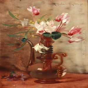 Cyclamen And Mimosa In A Vase