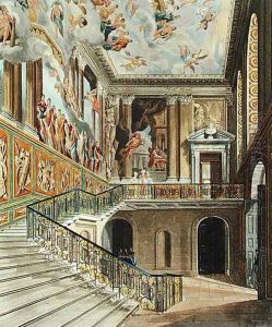 The Great Staircase at Hampton Court Palace from Pyne's 'Royal Residences' engraved by Richard Reeve (b.1780) published in 1819