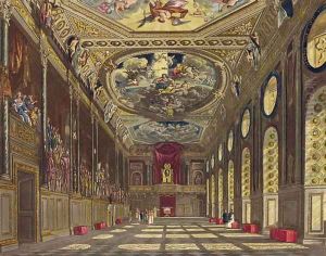 St. Georges Hall, Windsor Castle, from Royal Residences, engraved by W. J. Bennett , pub. by William Henry Pyne (1769-1843), 1816 by Charles Wild