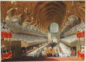 The Royal Banquet, First Course, from an album celebrating the Coronation of King George IV (1762-1830) 19th July 1821, engraved by William James Bennett (1787-1844) published 1824 by Charles Wild