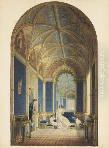 An Elegant Family In A Neo-gothic Interior - view 1
