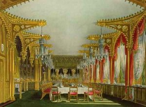 The Gothic Dining Room at Carlton House from Pyne's 'Royal Residences' engraved by Thomas Sutherland (b.c.1785), published in 1819 by Charles Wild