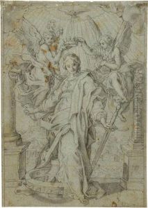 Santa Caterina D'alessandria Incoronata Dagli Angeli by Luigi Garzi