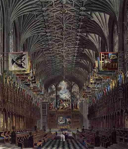 The Choir, St. Georges Chapel, Windsor Castle, from Royal Residences, engraved by Thomas Sutherland (b.1785), pub. by William Henry Pyne (1769-1843), 1819 - view 1
