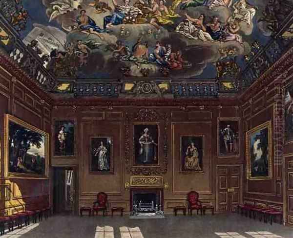 The Queens Audience Chamber, Windsor Castle, from 'Royal Residences', engraved by W. J. Bennett, pub. by William Henry Pyne (1769-1843), 1818 - view 1