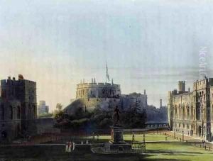 The Upper Ward, Windsor Castle, from Royal Residences, engraved by Thomas Sutherland (b.1785), pub. by William Henry Pyne (1769-1843), 1819 by Charles Wild