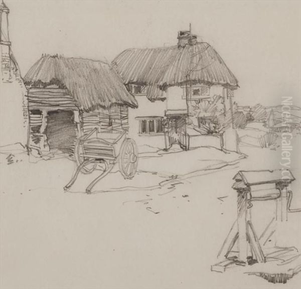 Farmyard With Well And Cart - view 1