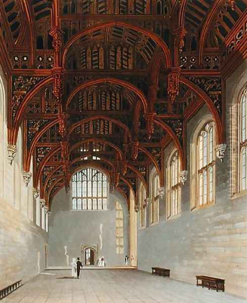 The Gothic Hall, Hampton Court, from 'The History of the Royal Residences', engraved by William James Bennett (1769-1844), by William Henry Pyne (1779-1843), 1819 - view 1