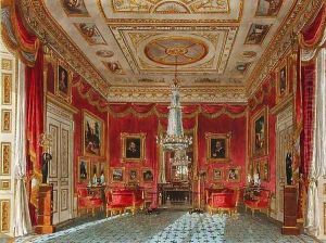 The Rose Satin Drawing Room, Carlton House, from The History of the Royal Residences, engraved by Daniel Havell (1785-1826), by William Henry Pyne (1769-1843), 1819 by Charles Wild