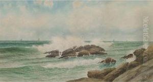Crashing Surf, Schooners In The Distance by George Howell Gay