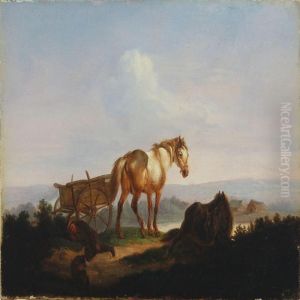 Landscape With Cart And Sleeping Peasant by Christian David Gebauer