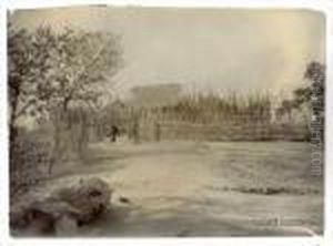 Depicting Dr. William Edgar Geil In A Rural Chinese Setting Flanked By Two Young Women by Dr. William Edgar Geil