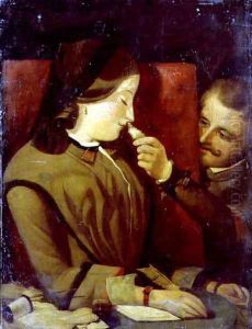 Man Tickling a Woman's Nose with a Feather, c.1860 by Thomas Wade