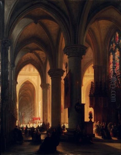 Interieur D'eglise Avec Procession - view 1