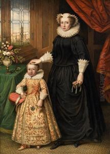 Eine Dame Mit Kind In Einem Interieur by Marcus Ii Gerards