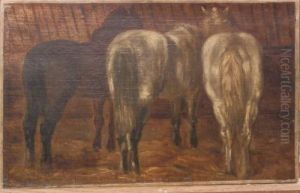 Trois Chevaux De Dos by Theodore Gericault