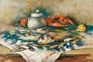Nature Morte Aux Rougets Et Homard by Paul-Elie Gernez