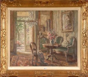 Salon Bourgeois Donnant Sur Un Jardin Fleuri
