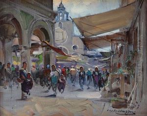 Il Mercato Del Cabene Di Ponte Di Rialto A Venezia by Cesare Gheduzzi