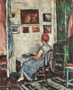 Interior De Atelier (rochia Albastra) by Petrascu Gheorghe