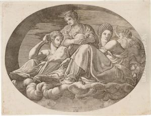 Cerere Con Altre Divinita E Due Putti by Giorgio Ghisi