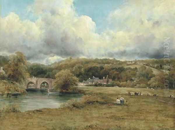 A Wooded River Landscape With A Hamlet By A Bridge, And A Village On A Hill Beyond, Traditionally Identified As Near Abingdon, Berkshire - view 1