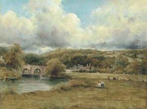 A Wooded River Landscape With A Hamlet By A Bridge, And A Village On A Hill Beyond, Traditionally Identified As Near Abingdon, Berkshire