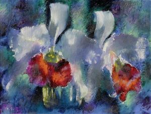 Orchideen Auf Blauem Grund by Augusto Giacometti