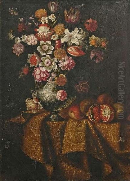 Stilleben Mit Blumen Und Fruchten Auf Einem Tisch - view 1