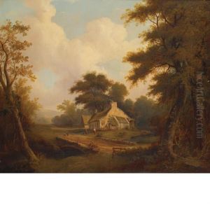 Landscape With Figures Before A Cottage
