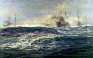 1st Battle Squadron of Dreadnoughts Steaming down the Channel in 1911 by William Lionel Wyllie