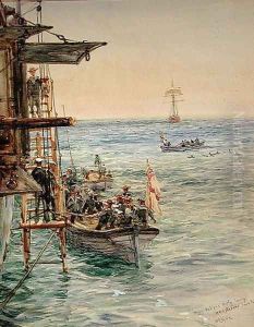 Eclipse Party Leaving H.M.S. Theseus, Santa Pola by William Lionel Wyllie