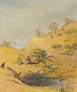 Natives And Pastoralist, Adelaide Hills by Samuel Thomas Gill