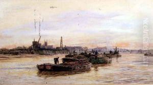 Barges at Sunset by William Lionel Wyllie