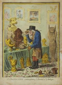 A Cognocenti Contemplating Ye Beauties Of Ye Antique by James Gillray