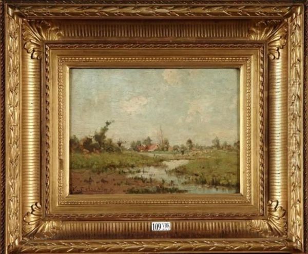Berger Et Son Troupeau Au Bord De L""eau - view 1