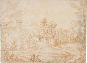 Paesaggio Con Tempietto E Viandante