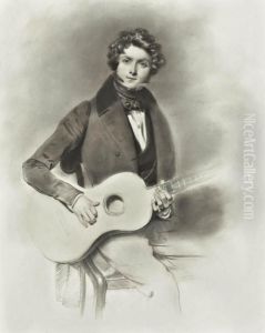 Portrait Of A Young Man With A Guitar by Anne-Louis Girodet de Roucy-Triosson