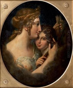 Jeune Femme Tirant Les Fleches D'un Carquois Porte Par Un Jeune Homme Jeune Femme Tirant Les Fleches D'un Carquois Porte Par Un Jeune Homme