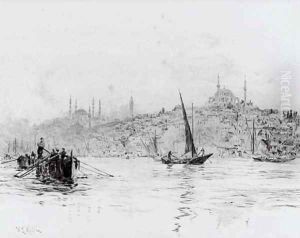 Fishing boats on the Bosphorous, Constantinople by William Lionel Wyllie