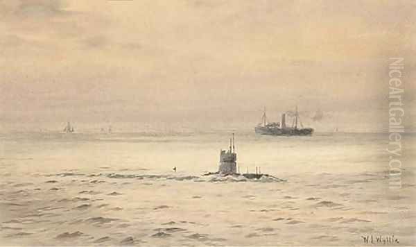 The submarine H.M.S. P48 on patrol - view 1
