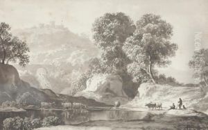 A View Of Cattle And Herdsmen, Grisaille A View Of Cattle And Herdsmen, Grisaille