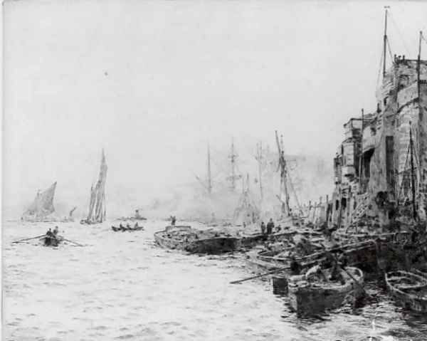 Barges at Woolwich Reach - view 1
