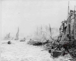 Barges at Woolwich Reach by William Lionel Wyllie