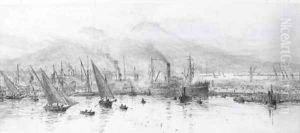 Shipping in the harbour at Gibraltar by William Lionel Wyllie