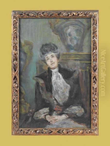 Portrait Of A Lady, Half-length, In A Black Dress In An Interior - view 1