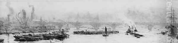 Barges before London Bridge - view 1