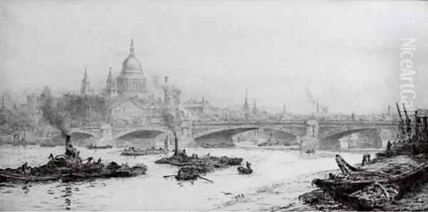 Barges on the Thames before St. Paul's Cathedral 3 - view 1