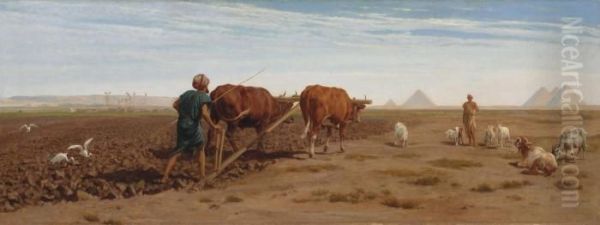 Farming On The Flood Plain Of The Nile, Pyramids Beyond - view 1
