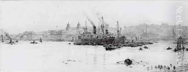 Dug out boats off Greenwich - view 1